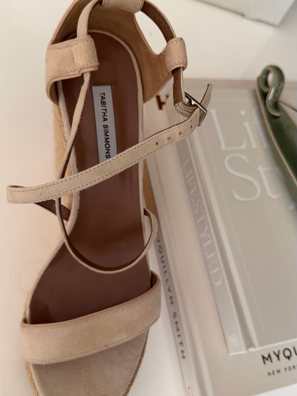 Tabitha Simmons Beige Suede Espadrille Wedge Sandals Size 
7.5